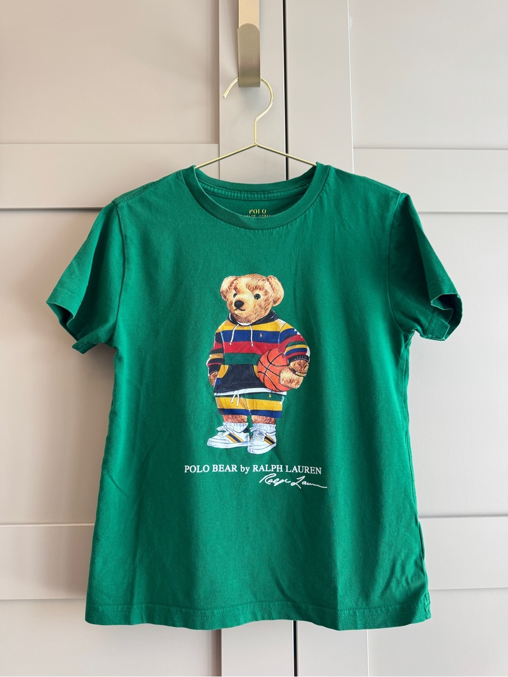 Boys Basketball Polo Bear by Ralph Lauren in True Green 🏀 Short Sleeve Tee Shirt